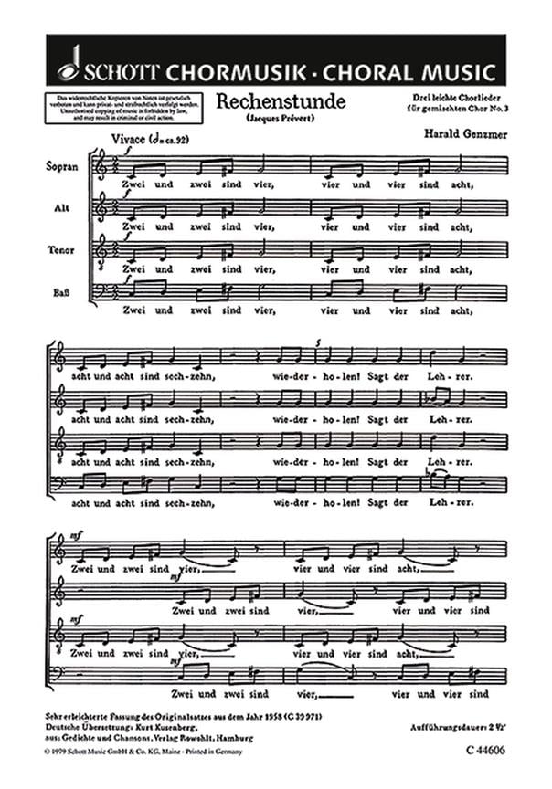 Drei leichte Chorlieder GeWV 20